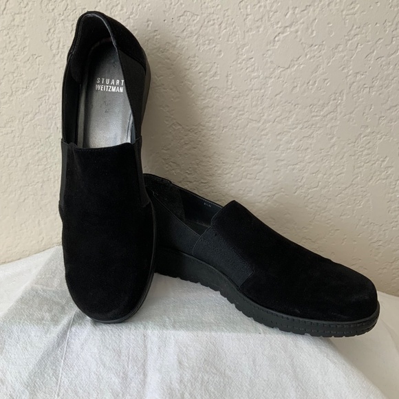 Stuart Weitzman Leather Shoes Suede Wedge Black Size 8.5 - Picture 11 of 13